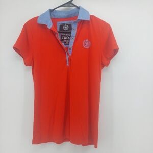 Ariat Women's Polo Shirt Proformance Equestrian Blue Collar  Logo Detail SZ M